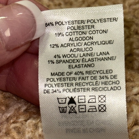 Lucky Brand Buttondown Crew Neck CableKnit Cardigan Sweater TwoToned Light M - Picture 6 of 10